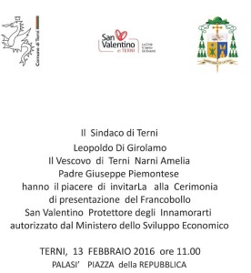 Cerimonia Presentazione Francobollo San Valentino