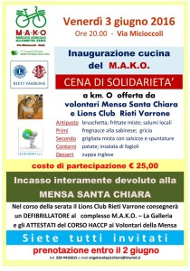 Cena di solidarietà MAKO 03-06-2016 - Locandina