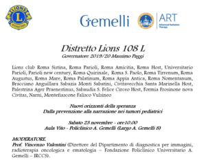 Nuovi orizzonti della speranza. Dalla prevenzione alla narrazione nei tumori pediatrici @ Aula Vito - Policlinico A. Gemelli